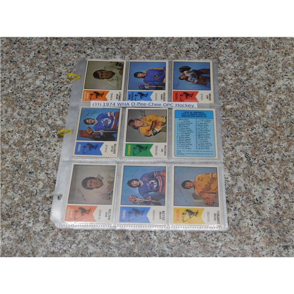 33 Assorted WHA 1974 OPC Hockey Cards