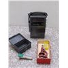 Image 1 : Lot of 4 Juliette AM FM Transistor Radio Model NA 1111, Microscope, Stapler and Metal Container