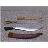 Image 1 : Lot of 2 Knives with Sheaths Carved Horn Handle, Regrilo Bolo, Atitlan