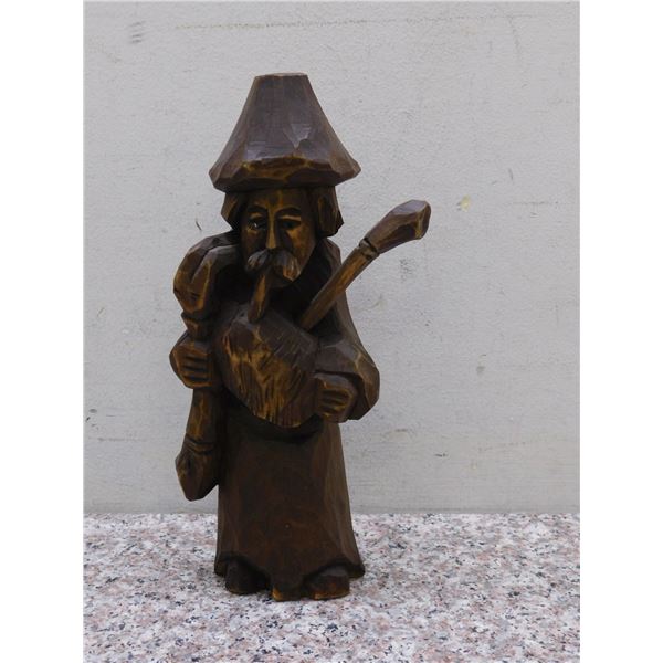 Wooden Sculpture of Asian Man