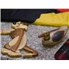 Image 3 : Lot of 4 Assorted Wooden Decorative Pieces and Spanish Bull Flag