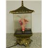 Image 1 : Vintage Fibre Optic Light Pagoda Display Case Rotating Floral Arrangement
