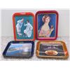 Image 1 : Lot of 4 Vintage Coca Cola 1970s 80s Metal Serving Trays