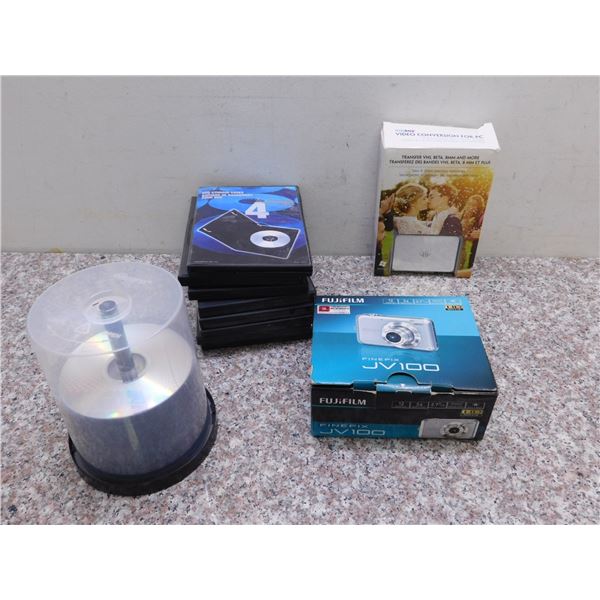 Lot of 4 VidBox Conversion for PC VHS BETA 8MM Transfer, Blank CDs, DVD Cases, Camera *for parts*