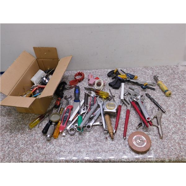 Lot of Hand Tools, Pliers Wrenches Clamps Drill Bits, Screwdrivers, Measuring Tape, Etc