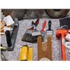 Image 3 : Lot of Misc Hand Tools, Paint Brush, Caulking Gun, Blade, Stanley Carpenter Square, Hardware, Etc