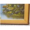 Image 3 : Large Landscape Painting Oil on Canvas, Lake and Mountains, Framed. Signed R. Boden