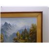 Image 4 : Large Landscape Painting Oil on Canvas, Lake and Mountains, Framed. Signed R. Boden