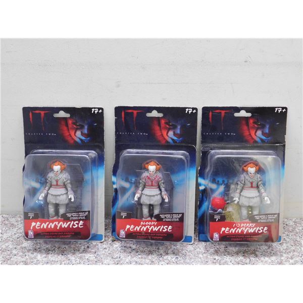 Lot of 3 I Love Derrym Bloody and Regular Pennywise IT Movie Phat Mojo Action Figure Diorama NEW