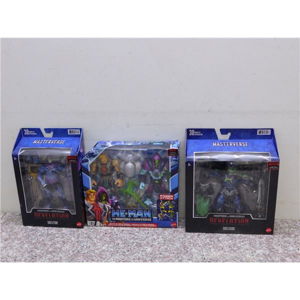 Lot of 3 He-Man Skeletor Revelations Skelegod MOTU Power Attack NEW PACKAGED Mattel
