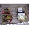 Image 7 : Lot of Assorted Fishing Lures, Supplies, Tackle Box, Proton Rod and Outback Fishing Reel, Knife, Etc