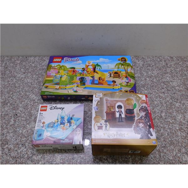 Lot of 3 LEGO Friends Water Park, LEGO Elsa and Nokk Storybook Adventure, Harry Potter NOS Toys