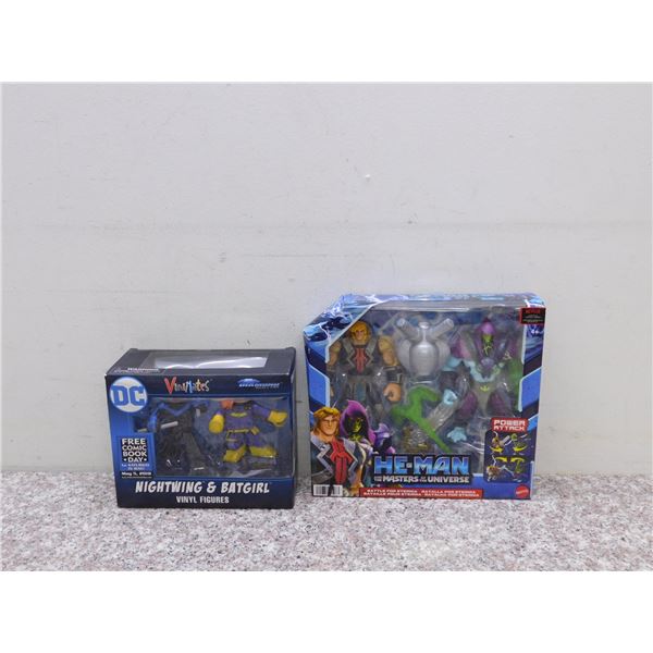 Lot of 2 NEW Action Figures He-Man MOTU Battle for Eternia 2-Pack, Vinimates Nightwing and Batgirl