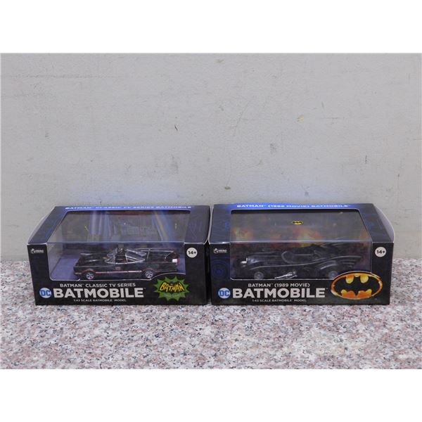 Lot of 2 Batman Batmobile Die Cast 1:43 Scale Replicas 1989 Movie and Classic TV Series NEW