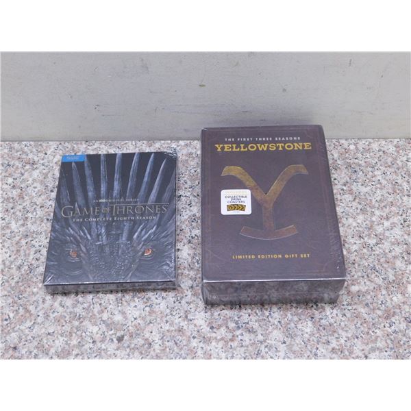 Lot of 2 Sealed DVDs Yellowstone First Three Seasons, Game of Thrones Season 8 SEALED