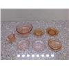 Image 1 : Lot of 7 Vintage Pink Peach Depression Glass Strawberry Design