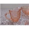 Image 3 : Lot of 7 Vintage Pink Peach Depression Glass Strawberry Design