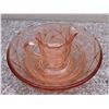 Image 8 : Lot of 7 Vintage Pink Peach Depression Glass Strawberry Design