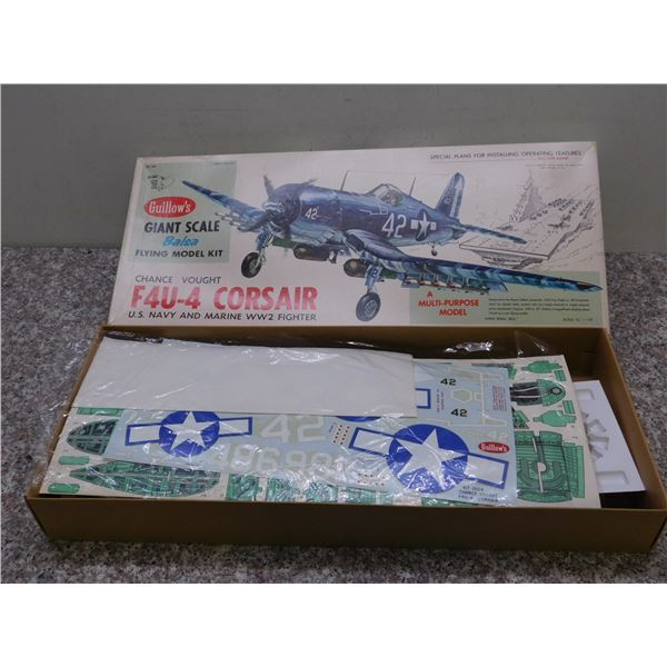 F4U-4 Corsair Guillows Scale Flying Model Kit 1004 US NAVY Balsa Wood