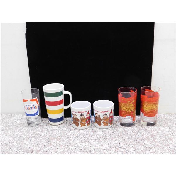 Lot of Various Canadiana Mugs Cups Hudson Bay RCMP Festival du Voyager Molson Canadian