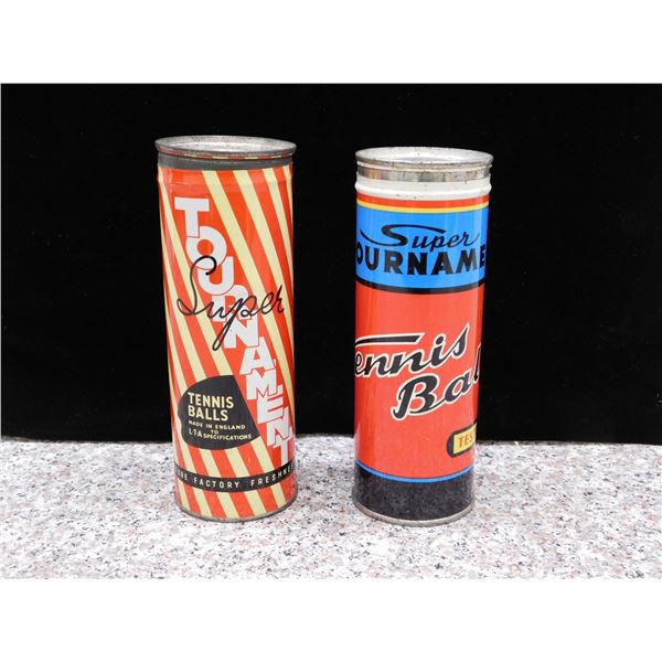 Lot of 2 Vintage Tennis Ball Cans With Tennis Balls Inside