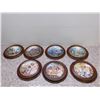 Image 1 : Lot of 7 Collectible Plates with Wooden Frames Poetic Cottages, Sandra Kuck Children