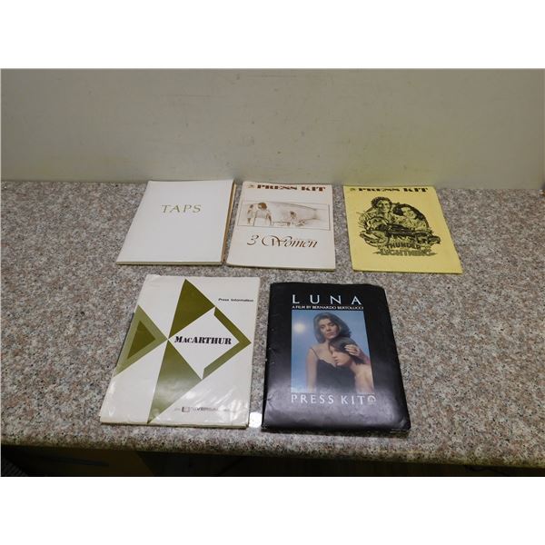 Lot of 5 Movie Press Kits 1980s " Thunder and Lightning, 3 Women, LUNA, MacArthur, Taps"