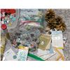 Image 5 : CRAFT SUPPLIES Lot Buttons Lace Zippers Yarn Shells Pine Cones Beads Ribbons Etc