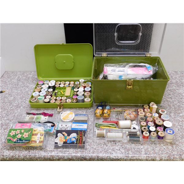 Vintage Sewing Kits *FULL* Thread Fabric Scraps Accessories Seamstress Supplies Arts Crafts