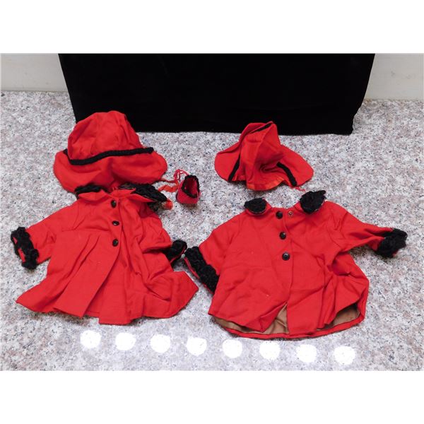 Vintage 1960s Doll Coats and Hats made with Real Sheared Lamb Trim