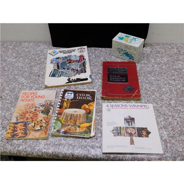 Lot of Five Roses Flour 1938 Cookbook, Vintage Recipe Books, Winnipeg Souvenir Book, Brochure, Etc