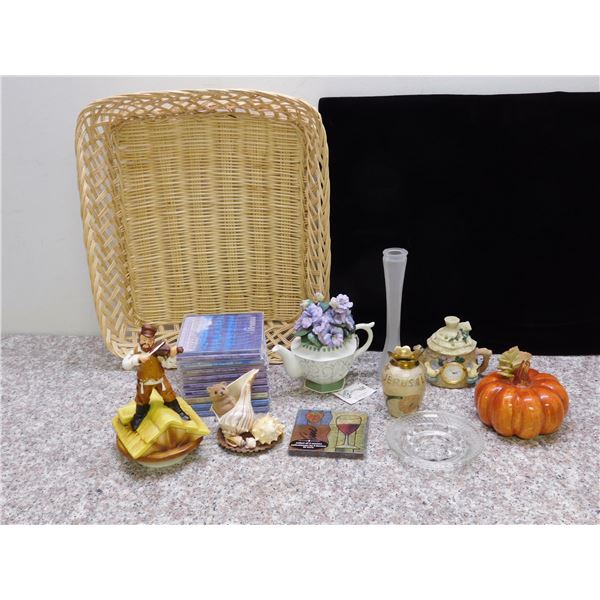 Lot of Knick Knacks END OF THE RUN PILE Misc Ceramic, Figures, Basket, Classical CDs, Vases