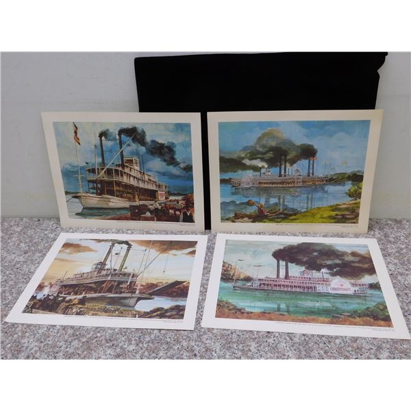 Lot of 4 Killark Electric Mig Co 1977 Art Prints Boats Ships
