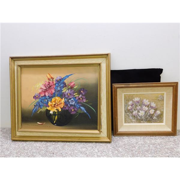 Lot of 2 E.C. Busch Framed Original Paintings Flowers In Vase, Still Life, Floral, Oils