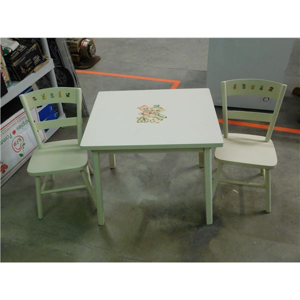 Childrens Wooden Table and 2 Chairs 1960s