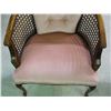 Image 2 : Vintage Button Back Upholstered Rattan Wooden Chair Dusted Pink