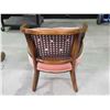 Image 4 : Vintage Button Back Upholstered Rattan Wooden Chair Dusted Pink