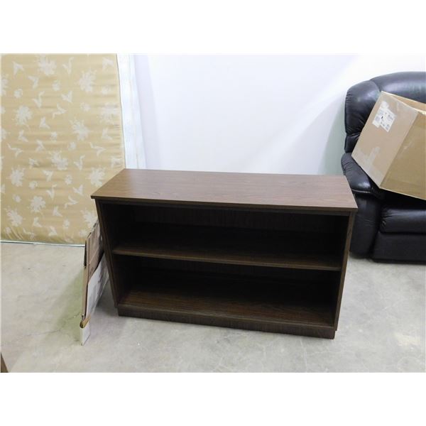 Walnut Colour Credenza with 2 Glass Sliding Doors Cabinet Shelf
