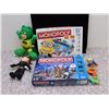 Image 1 : Lot of 7 Monopoly World Edition and Despicable Me 2 Board Games + DC Plush and McDonalds Toys
