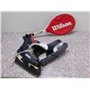 Image 1 : Lot of 2 Micron Go Line Laser Ice Skates Size 10 Mens + Wilson Tennis Racket Queens Junior