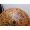 Image 3 : Lot of 5 Asian Paper Fan, Collectibe Plate, Wooden Bird Wall Decor, Frame, Bowl