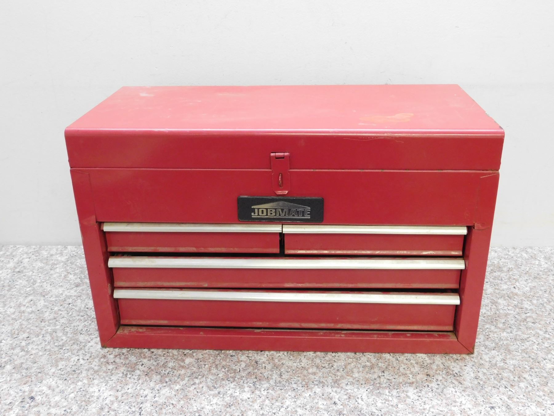 Jobmate Red Tool Box Garage Shed Storage Tools Parts Accessories + Contents
