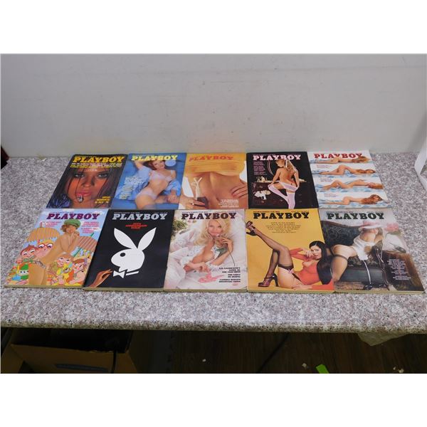 Lot of 10 Vintage 1970s Playboy Magazines