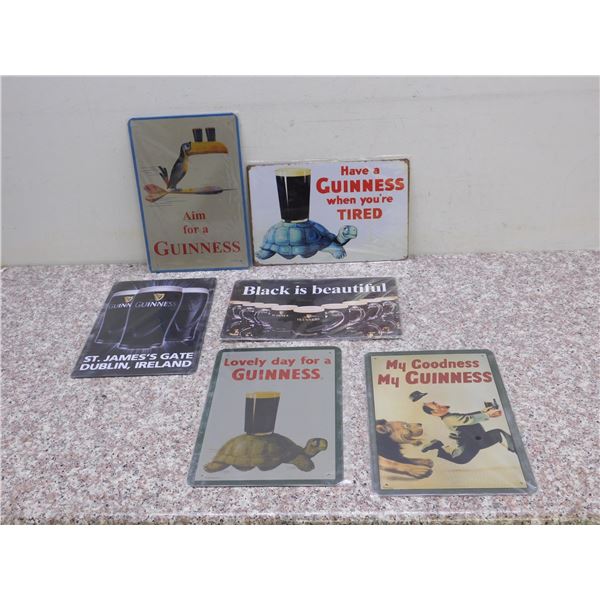 Lot of 6 NEW Metal Tin Signs Guinness Beer Man Cave Bar Decor