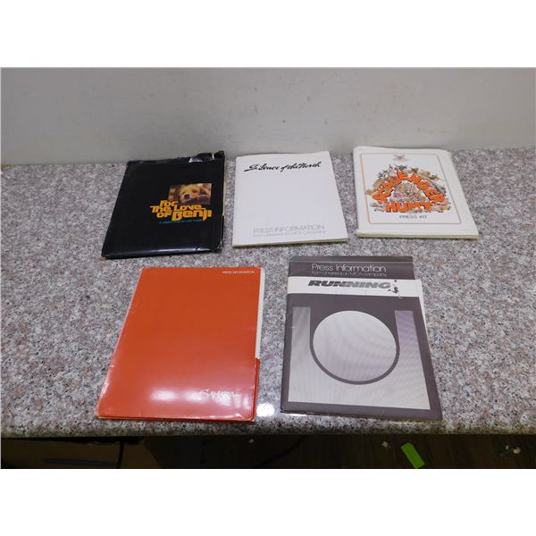 Lot of 5 Movie Press Kits 1980s "Running, Scavenger Hunt, Silence of the North, Sahara, For The.."