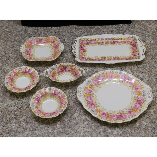 Lot of 6 Royal Albert "Serena" Assorted Sizes Serving Trays Dessert Bowls