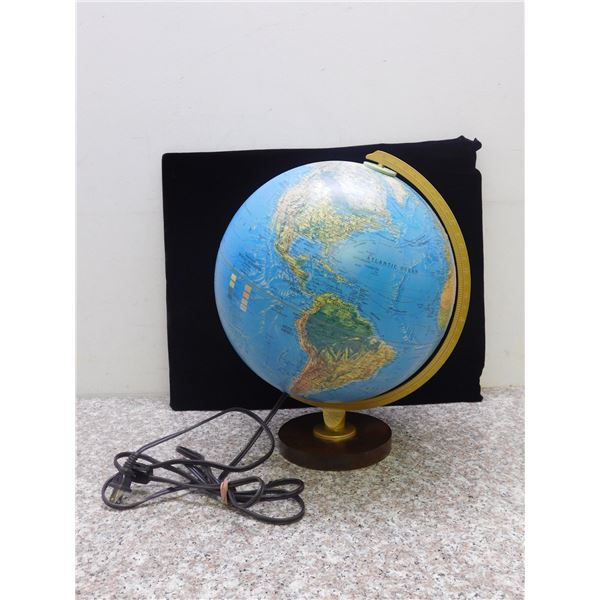 Vintage World Globe Plug In Light Up Replogle 12"