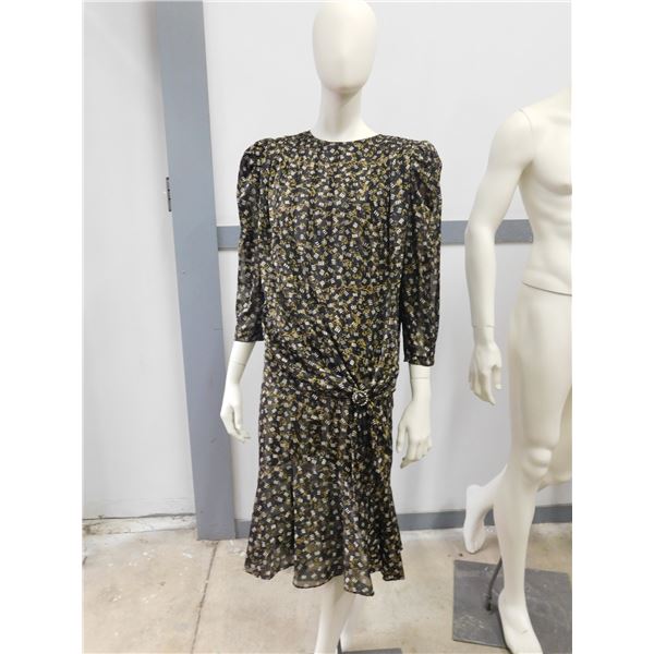 Petites by Demaro Vintage Women's Blazer and Skirt Gold & Black Size 9