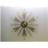 Image 1 : Vintage Starburst Sunburst Mid Century Atomic Made in Germany 8-Day Key Wind Wall Clock Brass