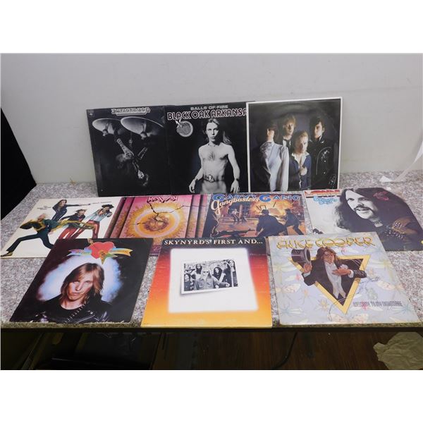 Lot of 10 Vinyl Records LPs 1970s Rock Alice Cooper, Tom Petty, Leonard Skinner, McBride